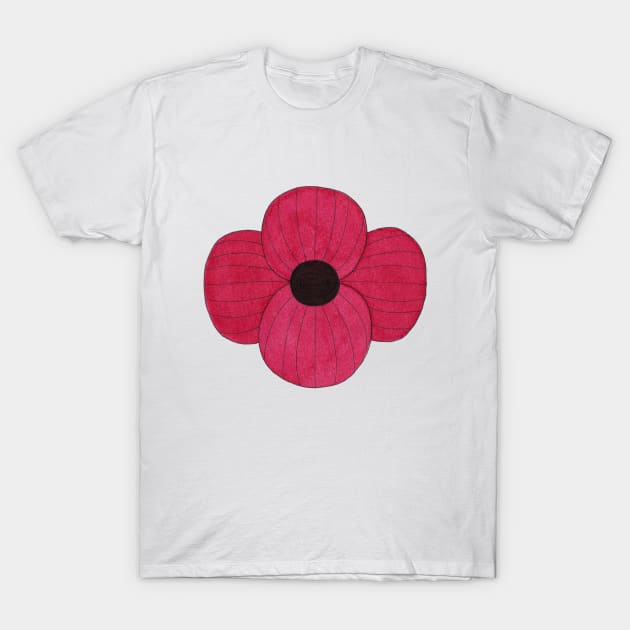 Red Ink Poppy T-Shirt by sallycummingsdesigns